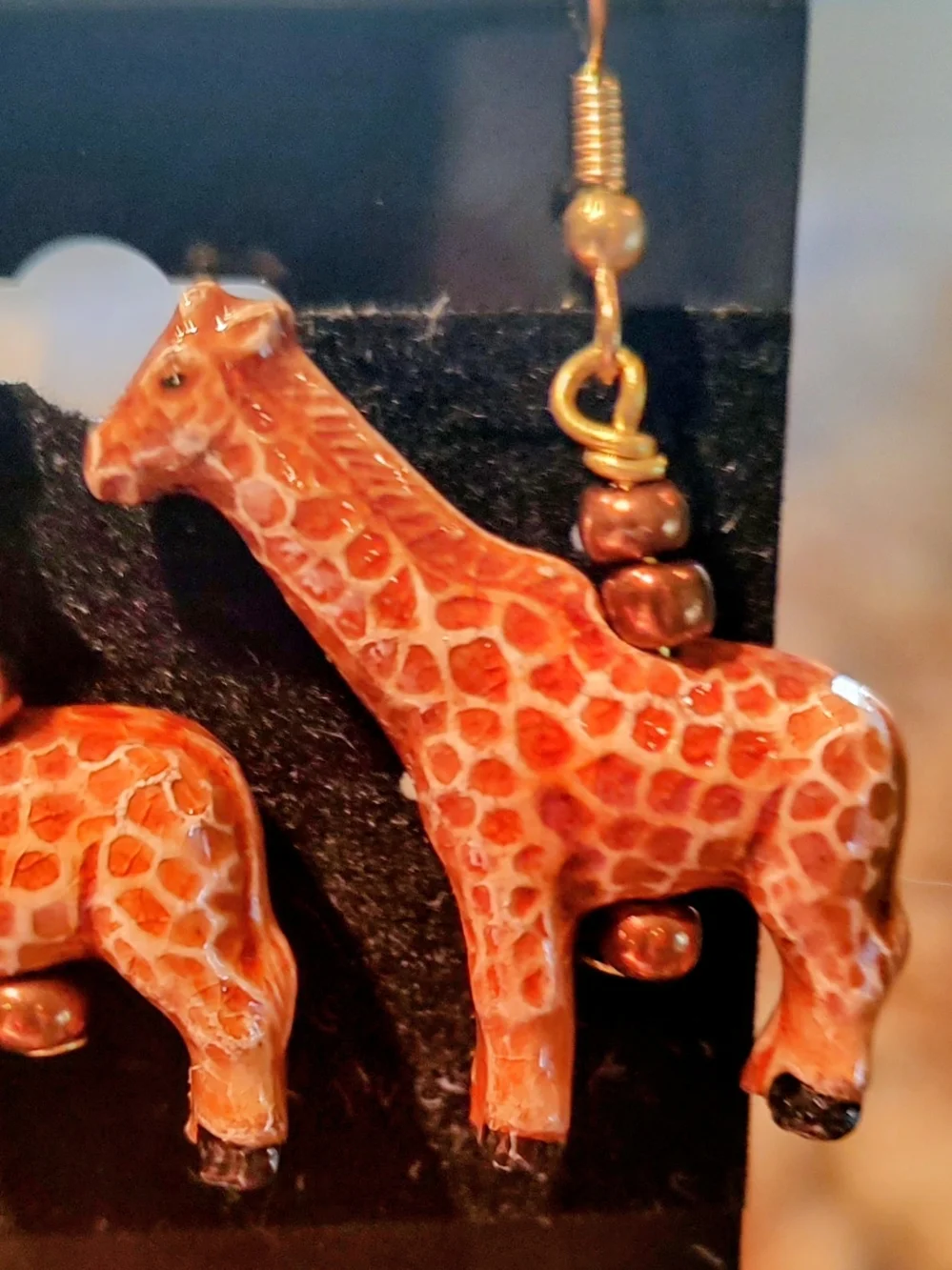 Handcrafted Orange Giraffe Earrings for Kids - Cute Animal Dangle